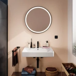Hansgrohe Xarita Lite S spejl med lys, Ø70 cm, sort