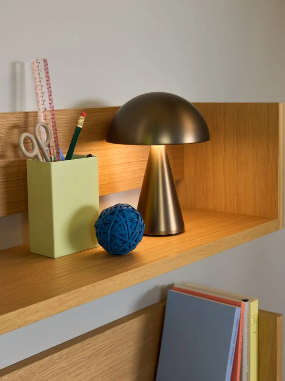 Hübsch Mush genopladelig bordlampe, bruneret messing