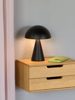 Hübsch Mush genopladelig bordlampe, sort