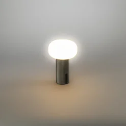 Konstsmide Antibes Mini genopladelig bordlampe, nikkel