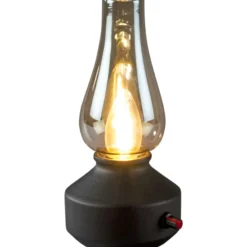 Konstsmide genopladelig "olie"lampe, sort