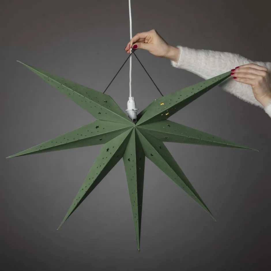 Konstsmide julestjerne med lys, 60 cm, grøn