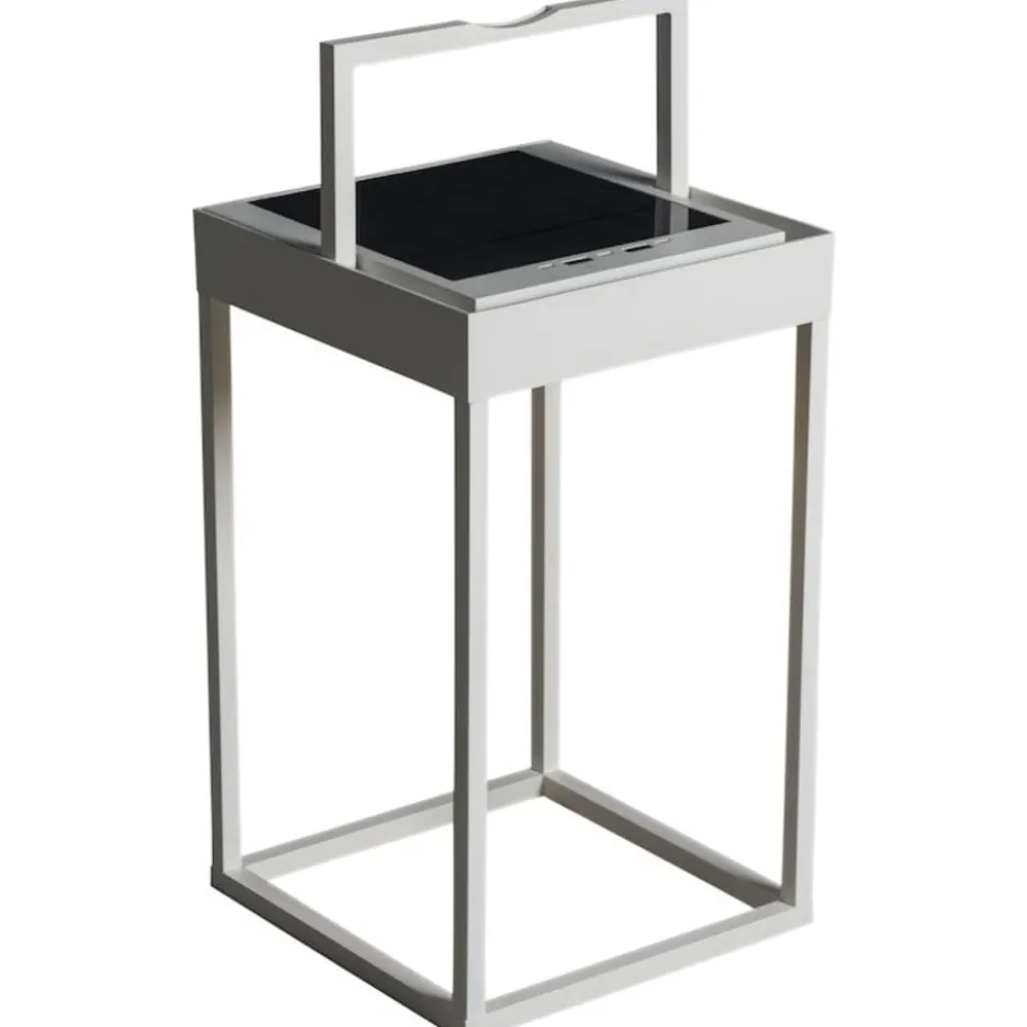 Konstsmide Portofino genopladelig & solcelle bordlampe, hvid
