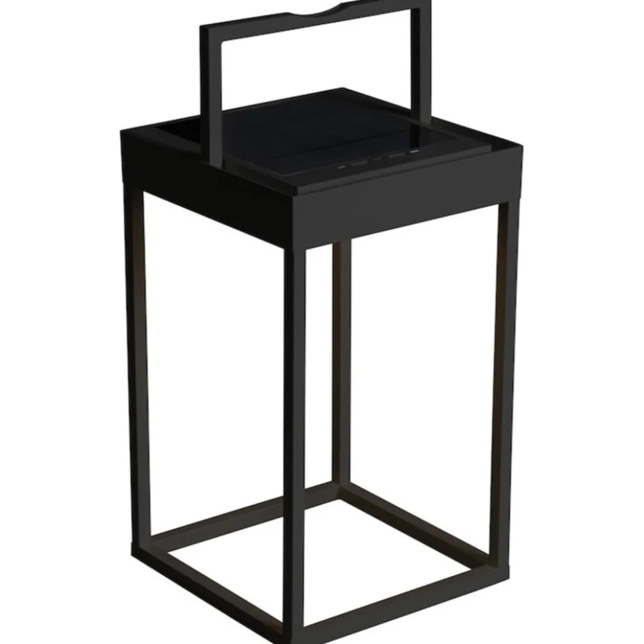 Konstsmide Portofino genopladelig & solcelle bordlampe, sort
