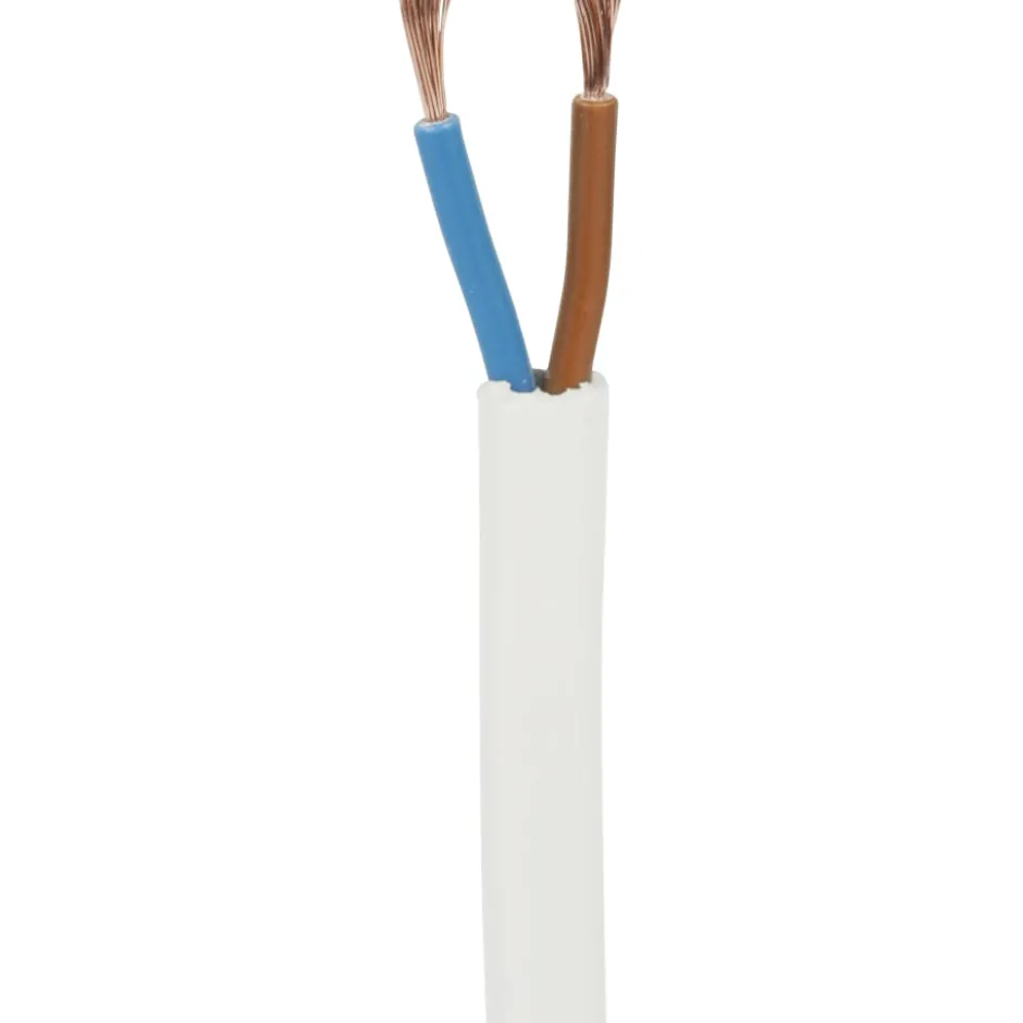 Lampeledning, flad, hvid