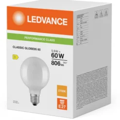 Ledvance Classic E27 globepære, 2700K, 5,9W