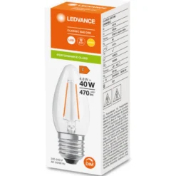 Ledvance Classic E27 kertepære, 2700K, 3,4W
