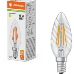 Ledvance Classic E14 kertepære, snoet, 4000K, 3,4W