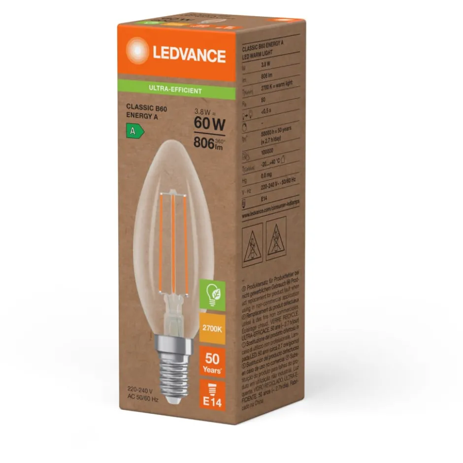 Ledvance E14 kertepære, 2700K, 3,8W