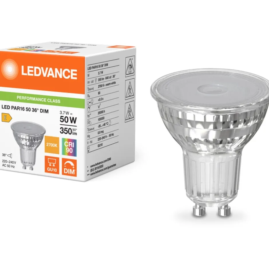 Ledvance GU10 spotpære, 2700K, 3,7W