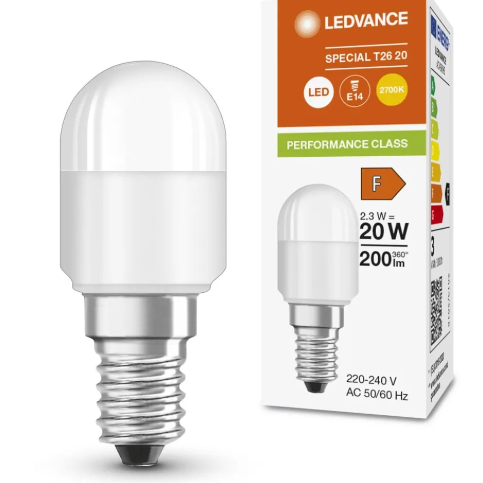 Ledvance Parathom E14 køleskabspære, 2700K, 2,3W