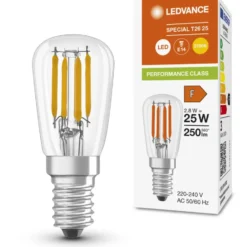 Ledvance Parathom E14 køleskabspære, 2700K, 2,8W