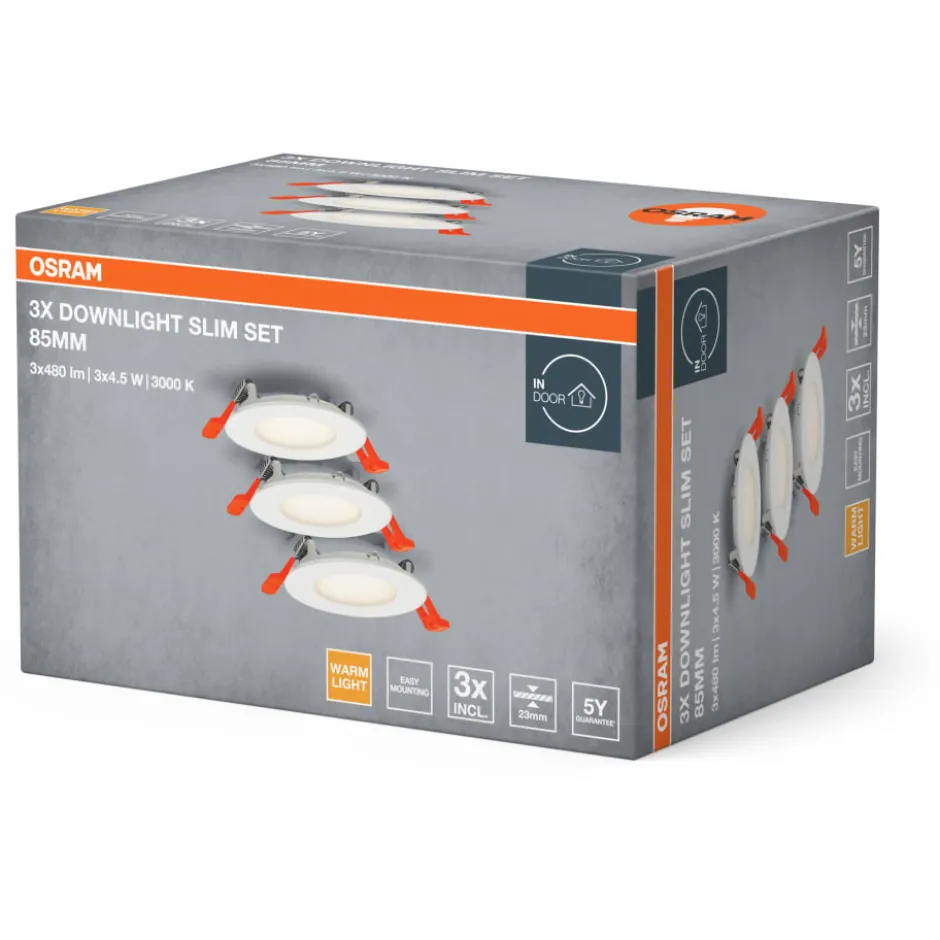 Ledvance Slim indbygningsspot, 4,5W, 3 stk