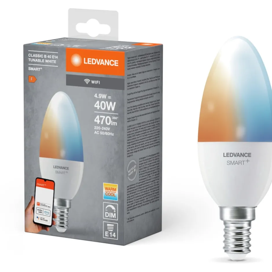 Ledvance Smart+ Wifi E14 kertepære, 2700K-6500K, 4,9W