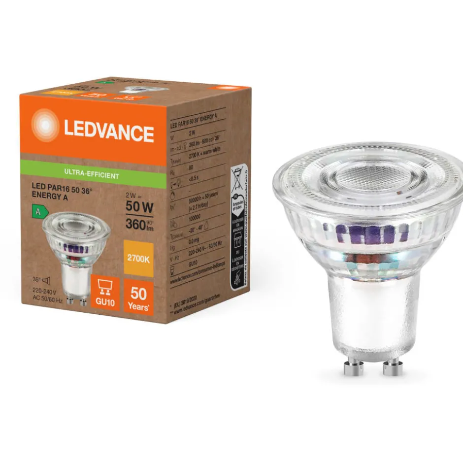 Ledvance Ultra Efficient GU10 spotpære, 3000K, 2W