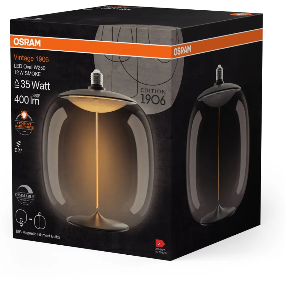 Ledvance Vintage 1906 Big Elipse Oval E27 globepære, 1800K, 12W