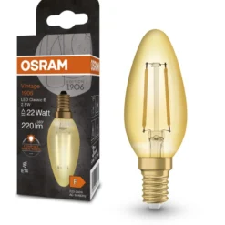Ledvance Vintage 1906 E14 kertepære, 2400K, 2,5W