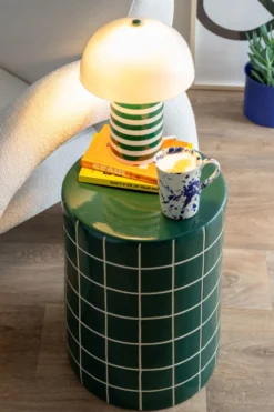 Leitmotiv Rayado Retro bordlampe, stribet grøn