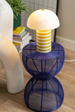 Leitmotiv Rayado Retro bordlampe, stribet gul