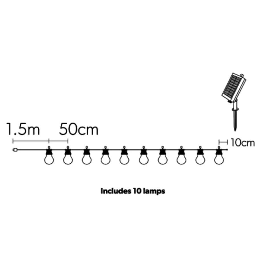 4lite Antheia Festoon solcelle lyskæde, 5 meter