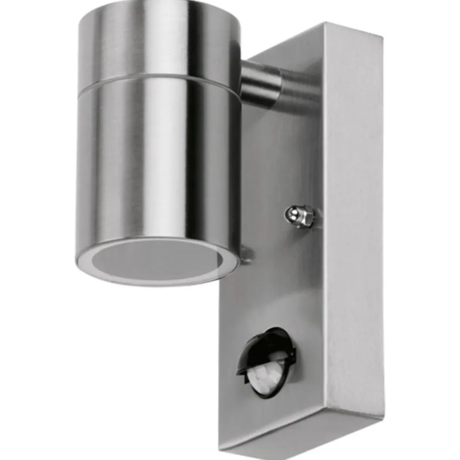 4lite Marinus Sleek udendørs væglampe med sensor, rustfrit stål
