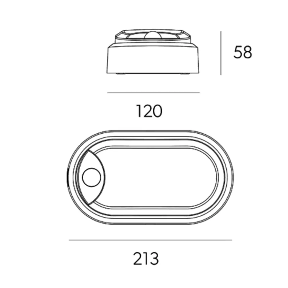 4lite Pylus Oval udendørs væglampe med sensor, sort