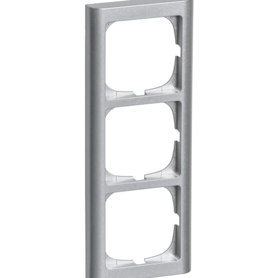 LK Fuga Softline 63 ramme, 3 modul, lodret, metallic