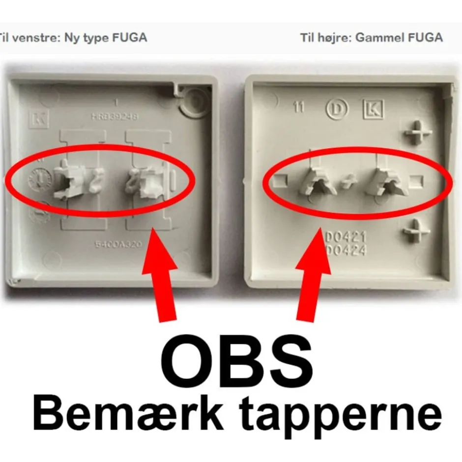 LK Fuga tangent for 1-polet afbryder, ny type, lysegrå