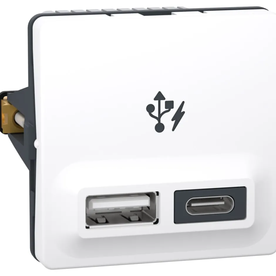 LK Fuga USB-lader A+C, 1 modul, hvid