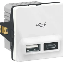 LK Fuga USB-lader A+C, 1 modul, hvid