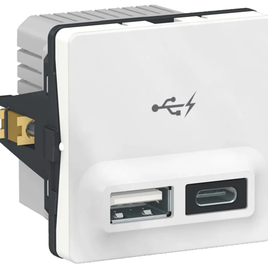 LK Fuga USB-lader A+C, 1 modul, hvid