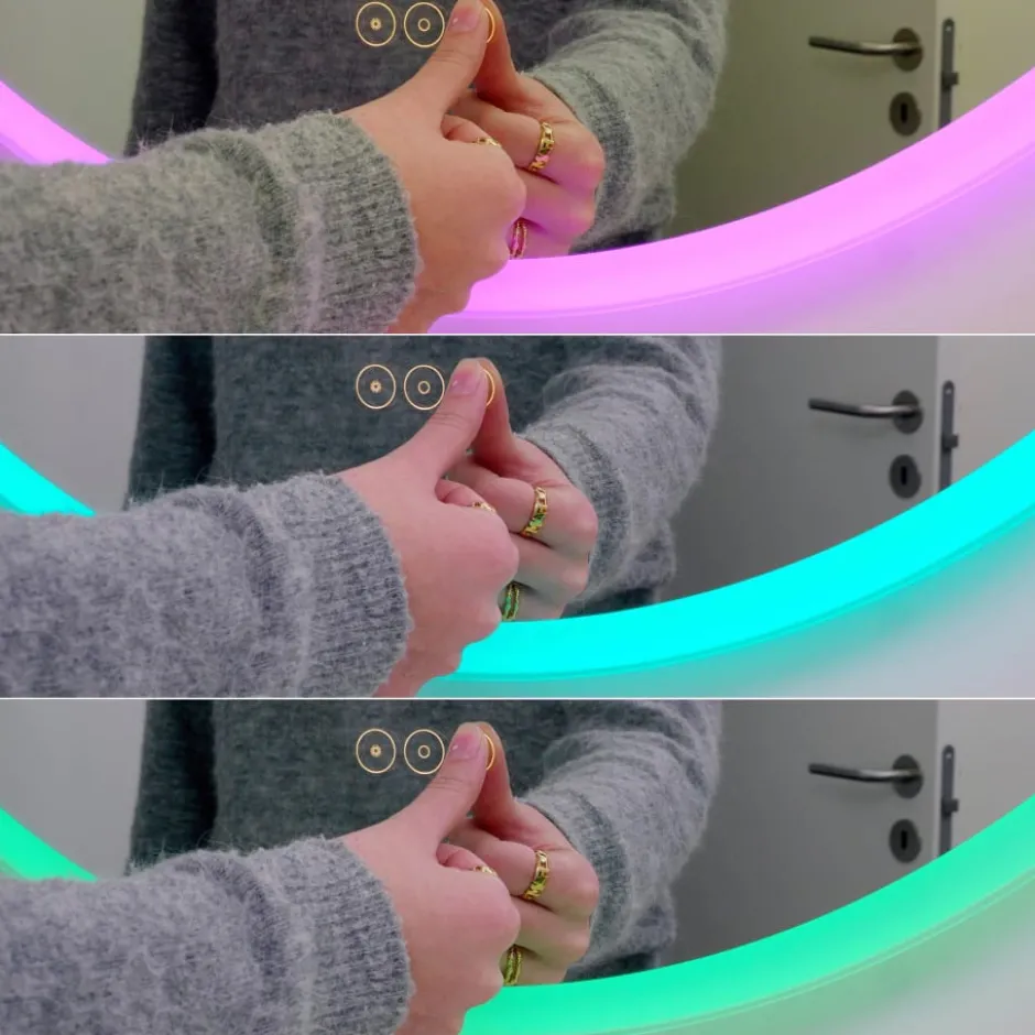 Loevschall Johannesburg RGB spejl med lys, dæmpbar, touch, Ø80 cm