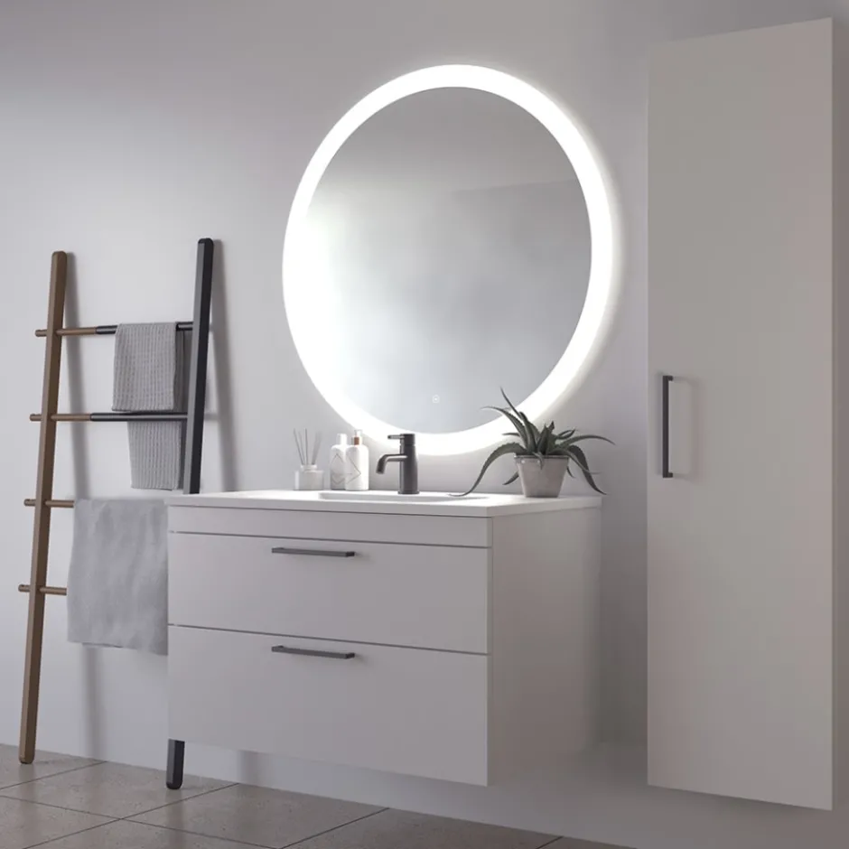 Loevschall Vega spejl med lys, Ø100 cm