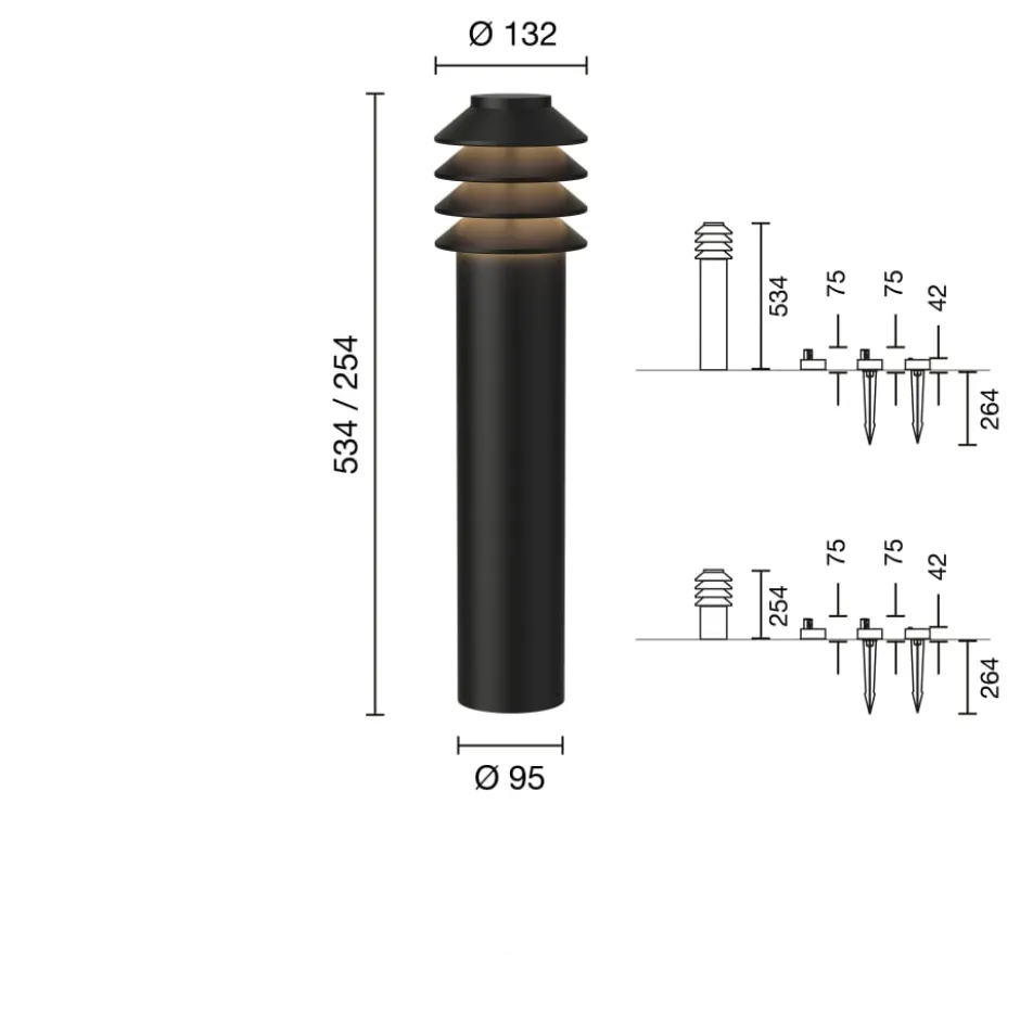 Louis Poulsen Bysted Garden havelampe, 3000K, base, sort, høj