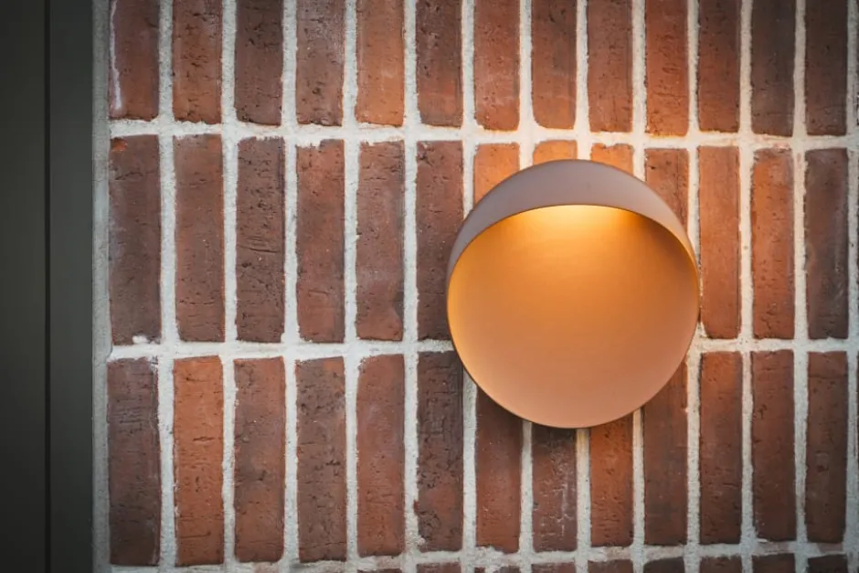 Louis Poulsen Flindt udendørs væglampe, 3000K, corten, Ø20 cm
