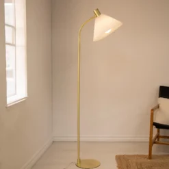 Markslöjd Mira gulvlampe, børstet messing