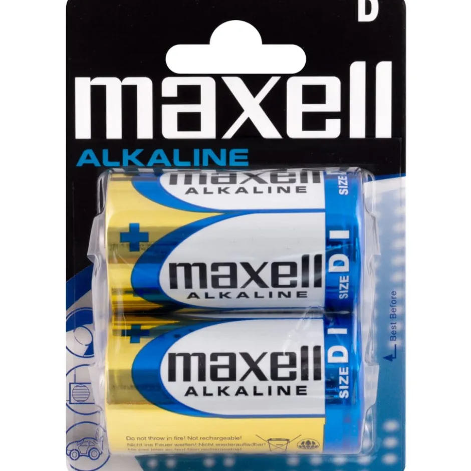 Maxell D batterier, 2 stk.