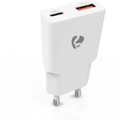 Nedis USB A- & C adapter, 20W, hvid