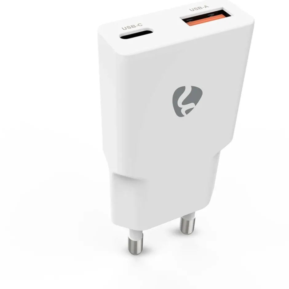 Nedis USB A- & C adapter, 20W, hvid