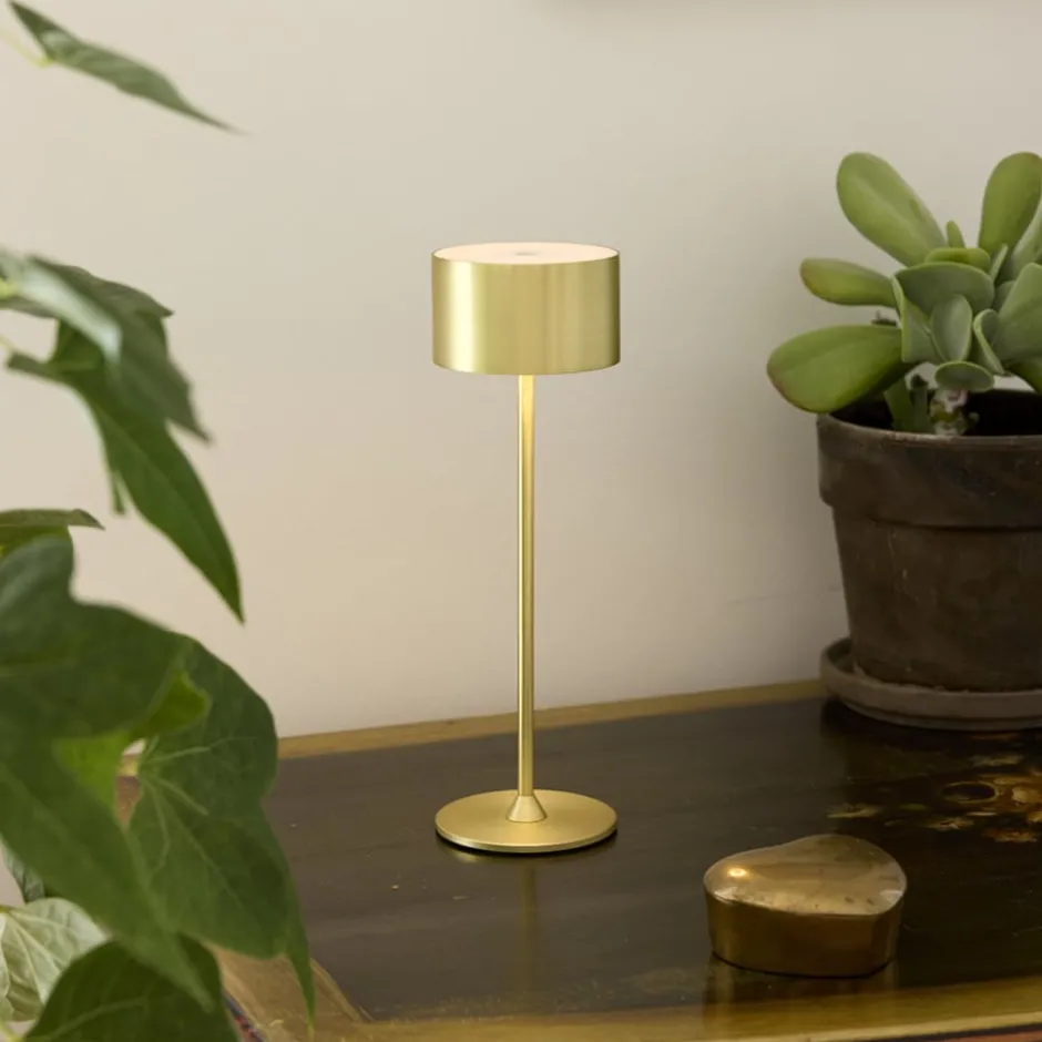 Nielsen Light Bistro genopladelig bordlampe, børstet messing