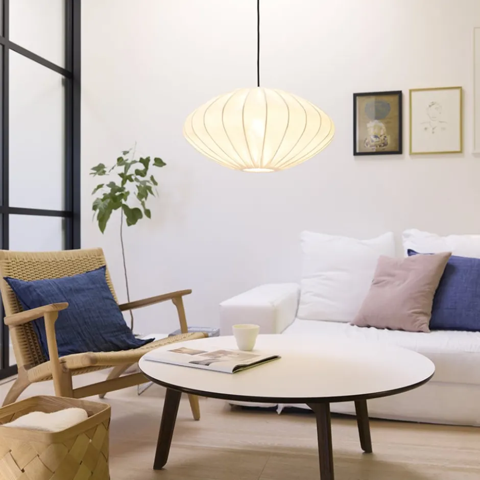 Nielsen Light Jasmin Ellipse pendel, sort ledning, hvid