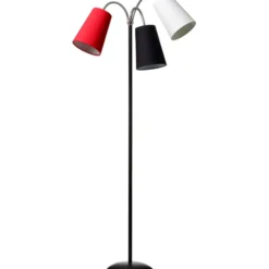 Nielsen Light Salsa gulvlampe, sort med rød, sort & hvid skærm