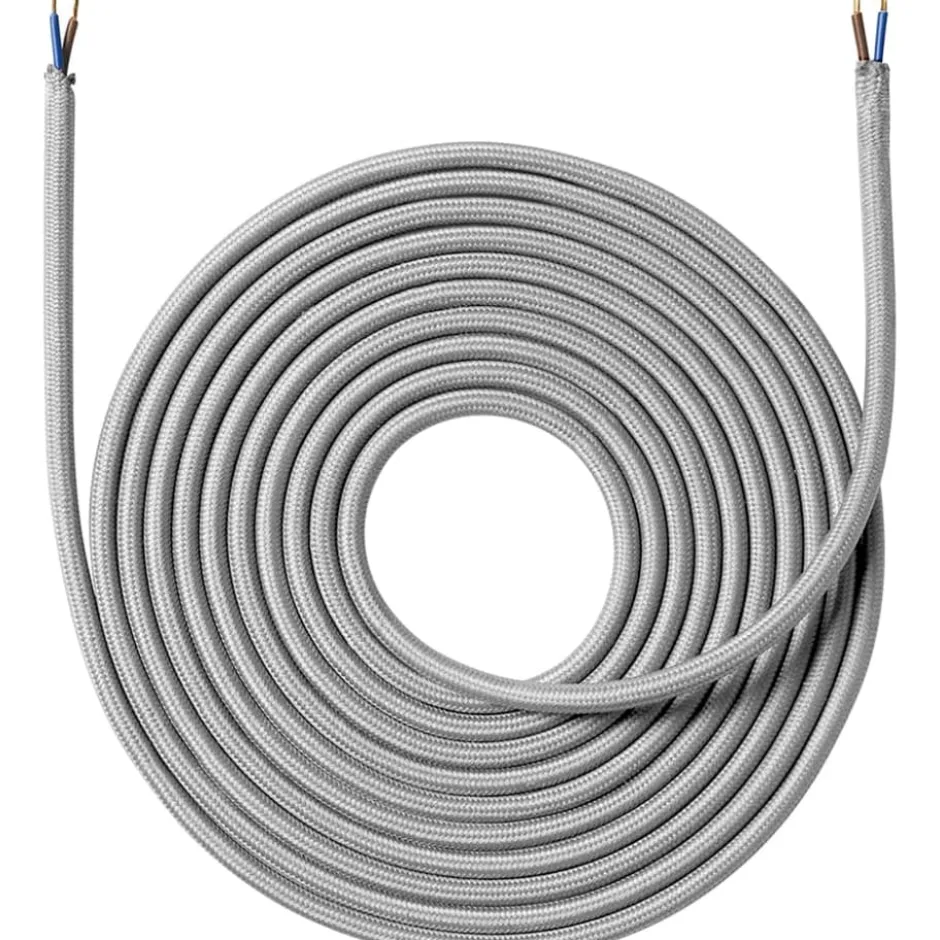 Nielsen Light stofledning, 2x0,75 mm², 4 meter, lysegrå
