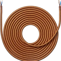 Nielsen Light stofledning, 2x0,75 mm², 4 meter, shiny kobber