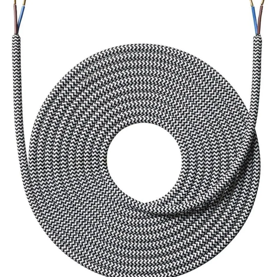 Nielsen Light stofledning, 2x0,75 mm², 4 meter, sort/hvid