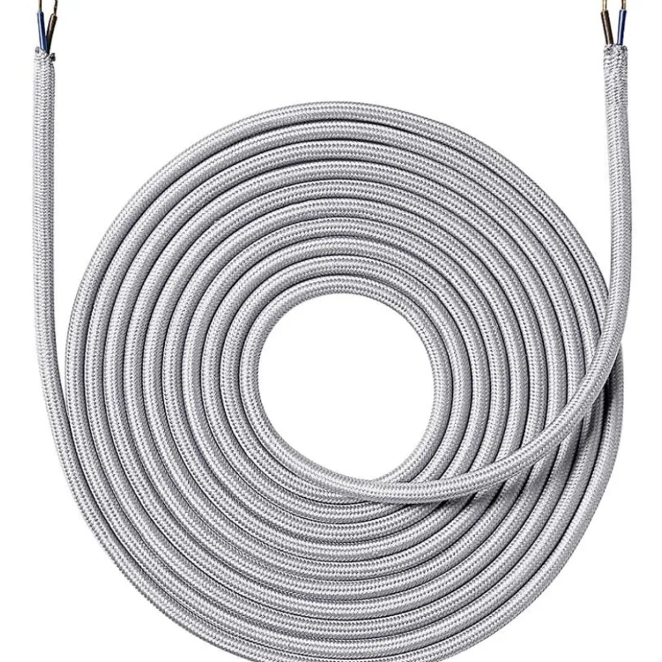 Nielsen Light stofledning, 2x0,75 mm², 4 meter, sølv
