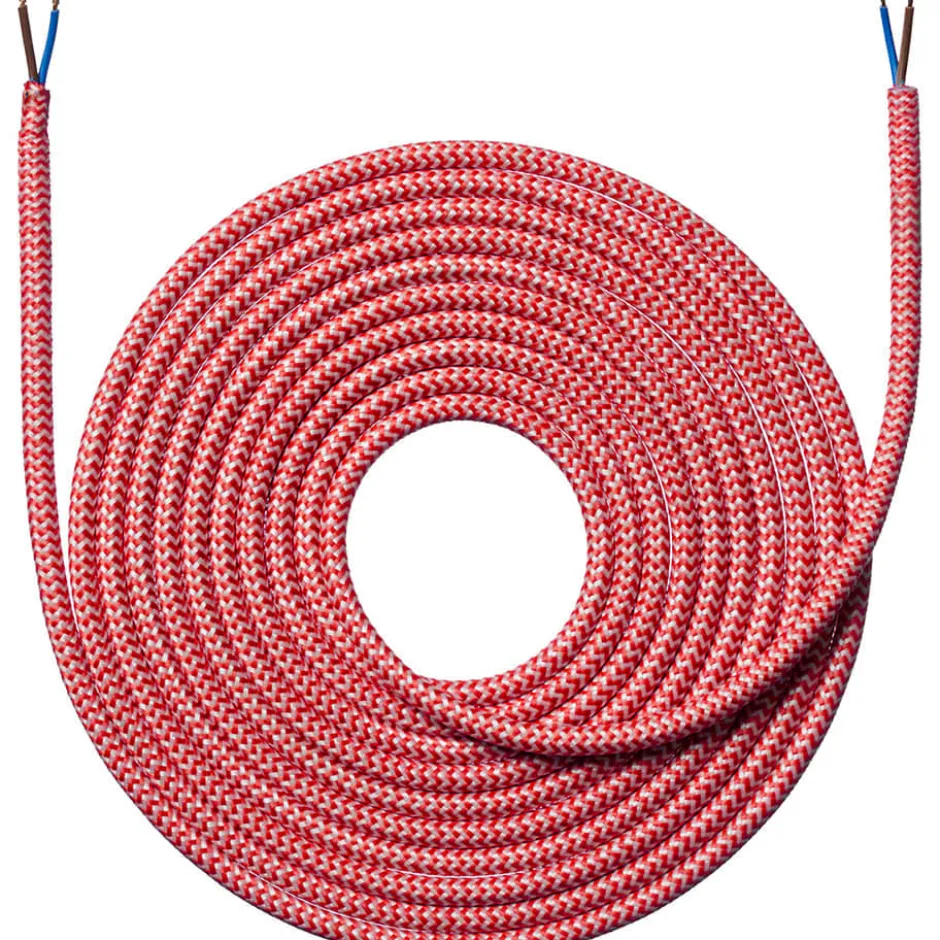 Nielsen Light stofledning, 2x0,75 mm², 4 meter, zigzag rød