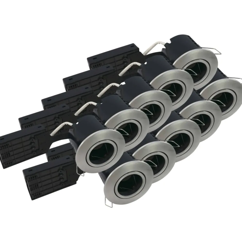 Nordtronic Fast Install ECO indbygningsspot, børstet aluminium, 10-pak
