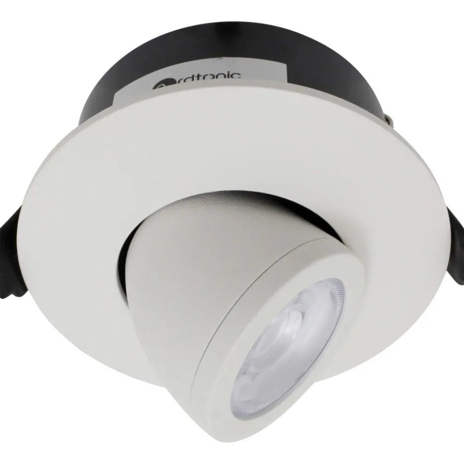 Nordtronic Low Profile Flexible indbygningsspot, driver & kip, Ø7,5 cm, hvid, 2700K