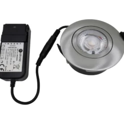 Nordtronic Low Profile Flexible indbygningsspot, driver, Ø8,3 cm, børstet alu, 3000K